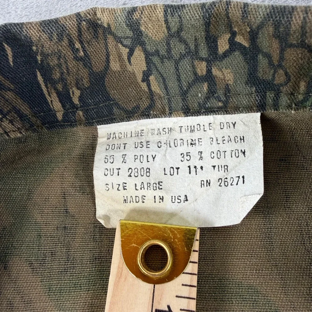 VTG 80s Trebark Camo Hunting Jacket Mens L Green Brown Leaf BarkCoat USA made